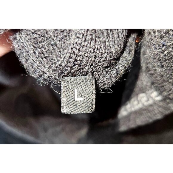 Versace Wool Sweater Mens Sz L Gray Grey Collar Herringbone Pullover Logo FLAW - Picture 5 of 7